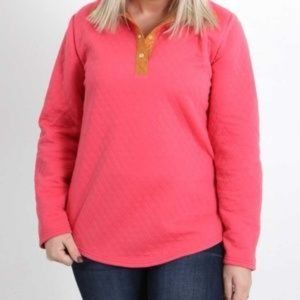 Simply Southern Salmon Pink Quilted Pullover Faux Suede Elbow Patches Sz M